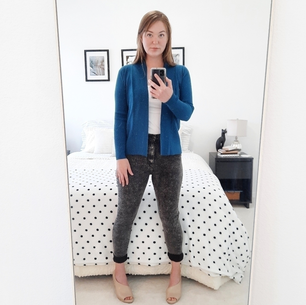 M Magaschoni Teal Cardigan Sweater M